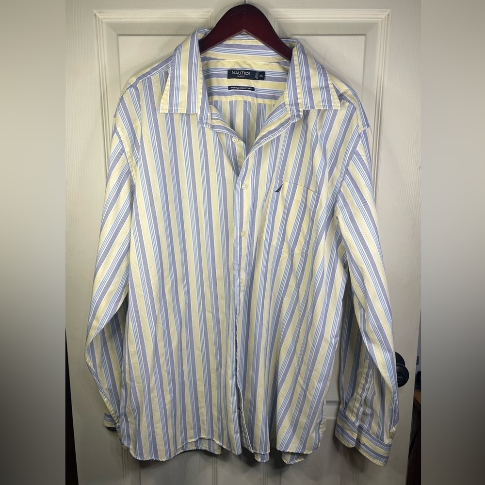 Nautica long sleeve‎ striped button down dress shirt.
